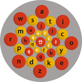 Gra korytarzowa - Alfabet pomarańczowy